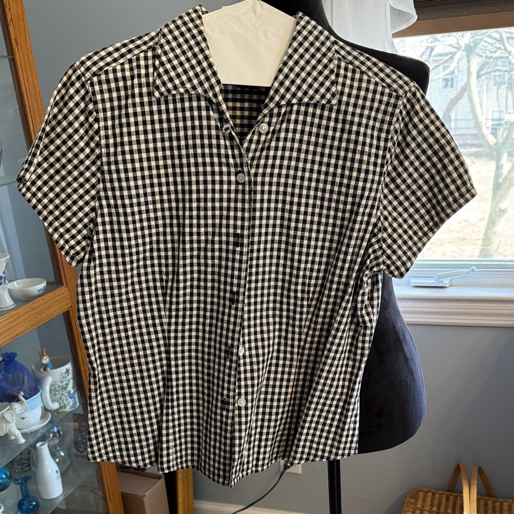 Dockers Black and White Gingham Button-Down Shirt